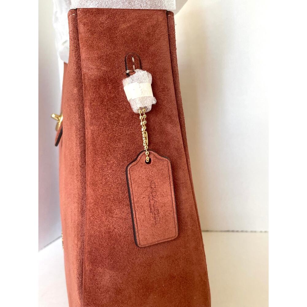 Coach Hadley Convertible Crossbody Bag Gold Clay Suede Leather CCG43 - Picture 7 of 12